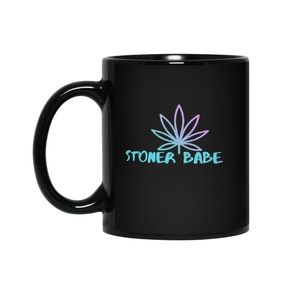 "Stoner Babe" Cannabis Leaf Ceramic Coffee Mug